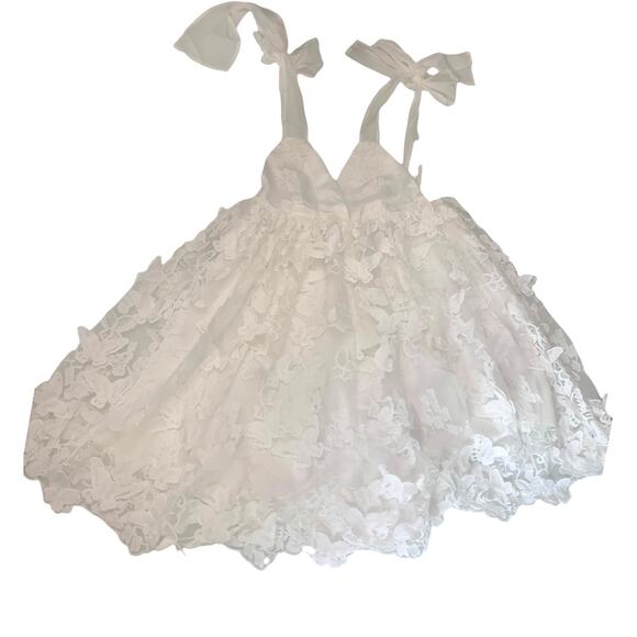 The Post‎ Women’s 3D Butterfly Babydoll Mini Dress V-neck Backless White Small - Picture 10 of 10